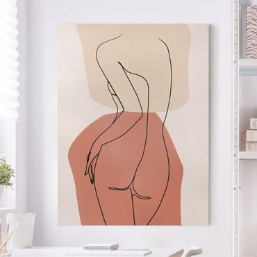 Quadri su tela - Line Art Woman Back Brown