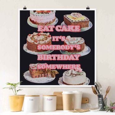 Poster riproduzione - Eat Cake It's Birthday - 1:1