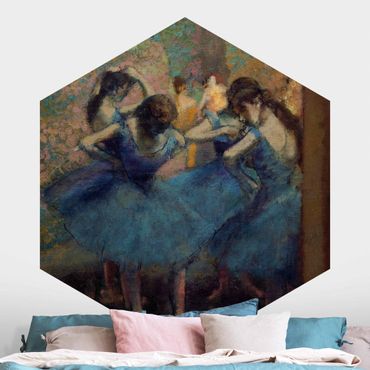 Carta da parati esagonale adesiva con disegni - Edgar Degas - Ballerine in blu