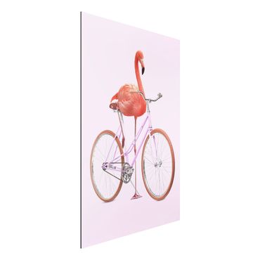 Stampa su alluminio - Flamingo con la bicicletta - Verticale 3:2