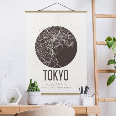 Foto su tessuto da parete con bastone - Mappa Tokyo - Retro - Verticale 4:3