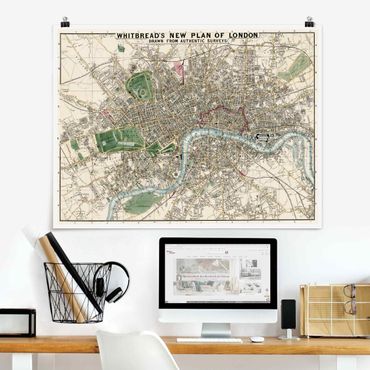 Poster - Vintage Mappa Londra - Orizzontale 3:4