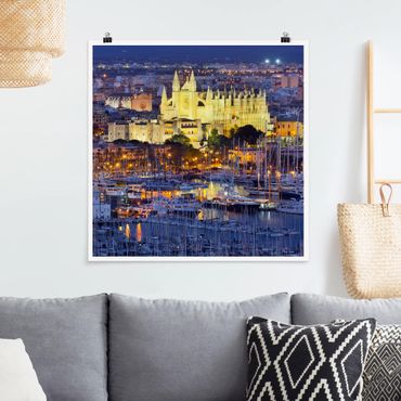 Poster - Palma De Mallorca City Skyline e il porto - Quadrato 1:1
