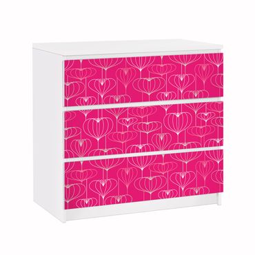 Carta adesiva per mobili IKEA - Malm Cassettiera 3xCassetti - Heart pattern design
