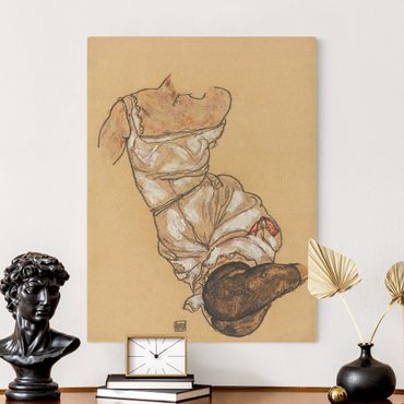 Quadro su tela naturale - Egon Schiele - Torso femminile in biancheria - Formato verticale 3:4