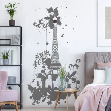 Adesivo murale orologio - torre Eiffel