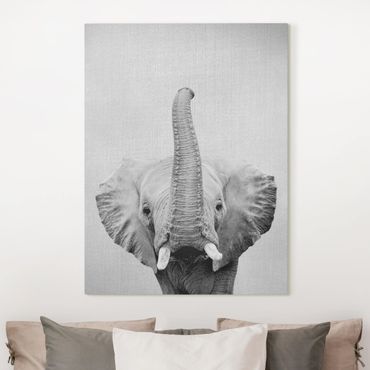 Stampa su tela - Elefante Ewald in bianco e nero - Formato verticale 3:4