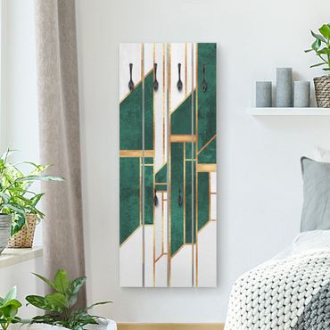 Appendiabiti in legno - Geometria in smeraldo e oro