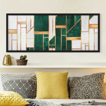 Poster con cornice - Geometria smeraldo e oro