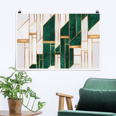 Poster - Geometria in smeraldo e oro
