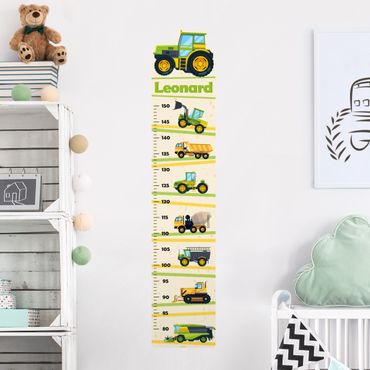 Metro adesivo da parete per bambini - Mietitrice trattore e Co. con nome personalizzato
