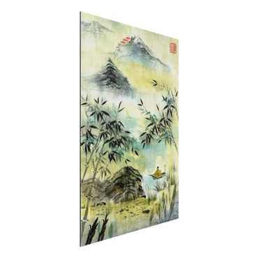 Stampa su alluminio spazzolato - Giapponese disegno ad acquerello Bamboo Forest - Verticale 3:2
