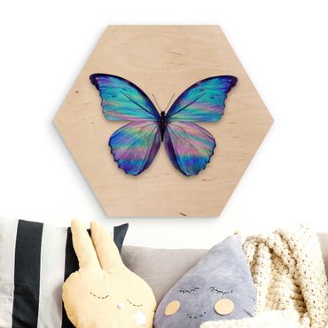 Esagono in legno - Holographic farfalla
