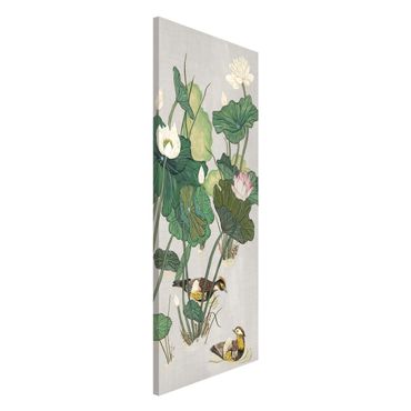 Lavagna magnetica - Illustrazione d'epoca di fiori di loto Nello Stagno - Panorama formato verticale