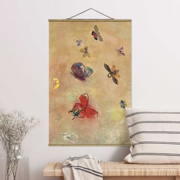 Foto su tessuto da parete con bastone - Odilon Redon - farfalle colorate - Verticale 3:2