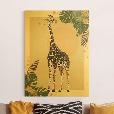 Quadro su tela oro - Animali del safari - Giraffa