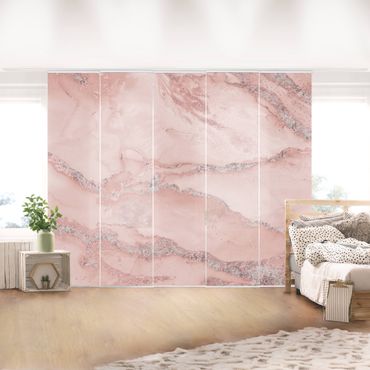 Tenda scorrevole set - Esperimenti di colore marmo rosa e brillantini - Pannello