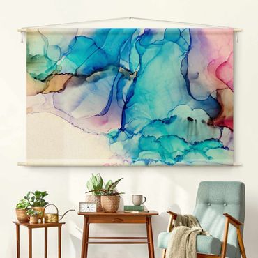 Arazzo da parete - Composizione di colori in blu e rosa