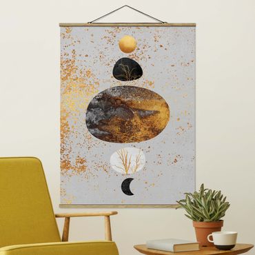 Foto su tessuto da parete con bastone - Elisabeth Fredriksson - Sole e Luna in oro Luster - Verticale 4:3