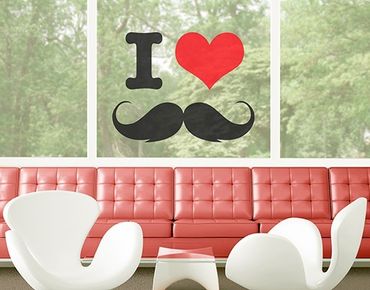 Adesivi da finestra no.YK25 I Love Moustache