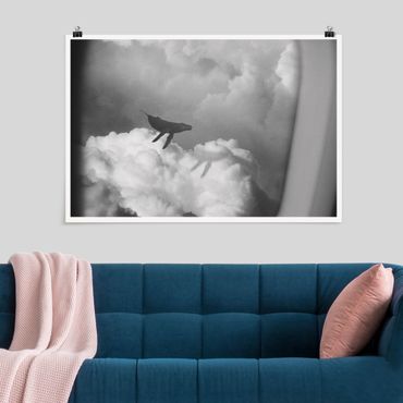 Poster riproduzione - Balenottera volante tra le nuvole - 3:2