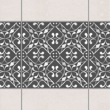 Adesivo per piastrelle - Dark Gray White Pattern Series No.03