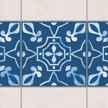 Adesivo per piastrelle - Pattern Dark Blue White Series No.9