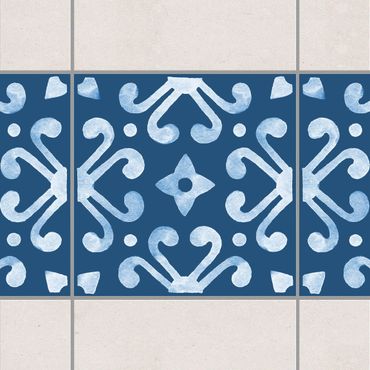 Adesivo per piastrelle - Pattern Dark Blue White Series No.7