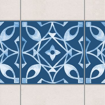 Adesivo per piastrelle - Pattern Dark Blue White Series No.8