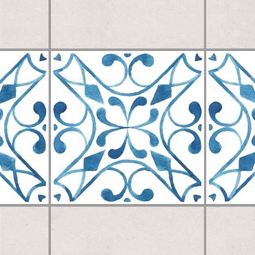 Bordo adesivo per piastrelle - Pattern Blue White Series No.3 10cm x 10cm