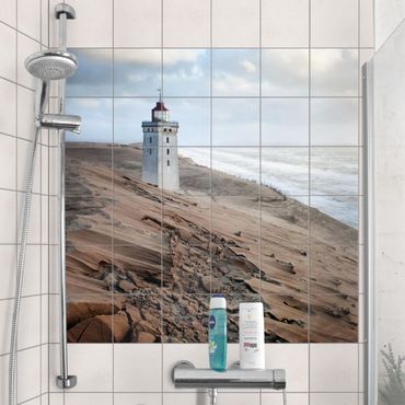 Adesivo per piastrelle - Lighthouse In Denmark - Quadrato