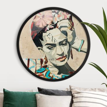 Quadro rotondo incorniciato - Frida Kahlo - Collage No.1