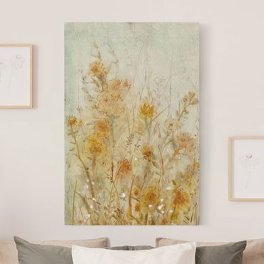 Quadro su tela naturale - Campo fiorito selvaggio giallo - Formato verticale 2:3