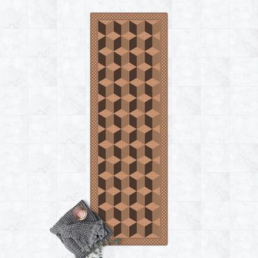 Tappetino di sughero - Piastrelle geometriche illusione di scale in grigio con bordi - Formato verticale 1:3