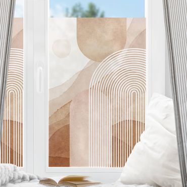 Decorazione per finestre - Forme geometriche - Paesaggio con arcobaleno