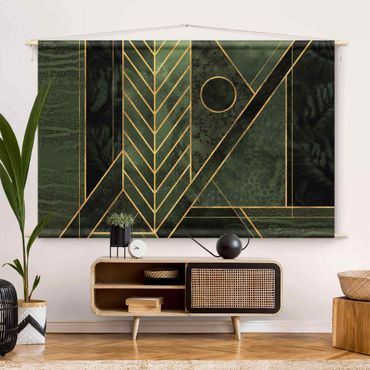 Arazzo da parete - Forme geometriche smeraldo e oro