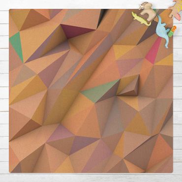 Tappetino di sughero - Triangoli geometrici 3D in pastello - Quadrato 1:1