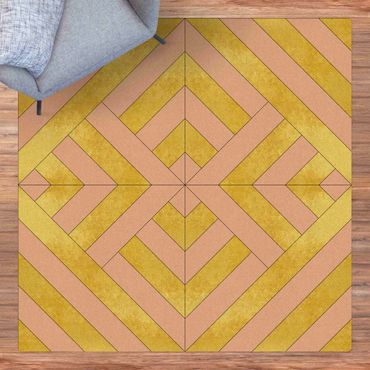 Tappetino di sughero - Mix geometrico di piastrelle Art Deco oro - Quadrato 1:1