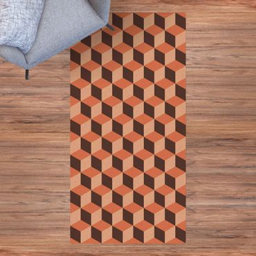 Tappetino di sughero - Mix di piastrelle geometriche con dadi arancione - Formato verticale 1:2