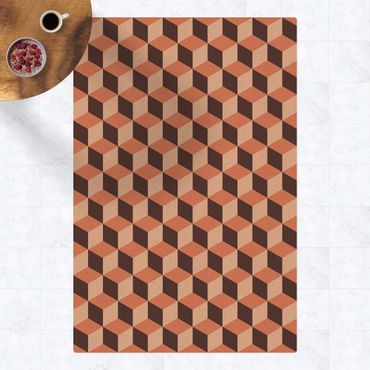 Tappetino di sughero - Mix di piastrelle geometriche con dadi arancione - Formato verticale 2:3