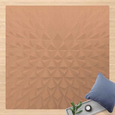 Tappetino di sughero - Motivo geometrico con effetto 3D - Quadrato 1:1
