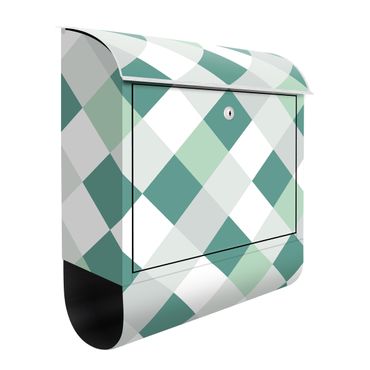 Cassetta postale - Trama geometrica con scacchiera rovesciata in verde