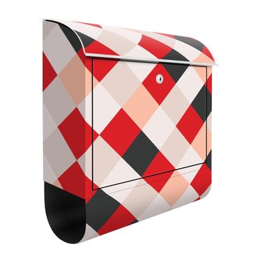 Cassetta postale - Trama geometrica con scacchiera rovesciata in rosso