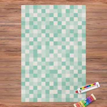 Tappetino di sughero - Trama geometrica di mosaico verde menta - Formato verticale 2:3