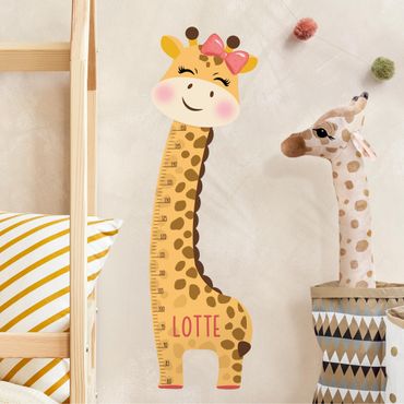 Metro adesivo da parete per bambini - Giraffa per bambina con nome personalizzato