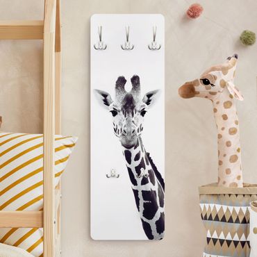 Appendiabiti - Ritratto di giraffa in bianco e nero