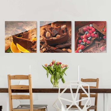 Quadro in vetro - Chocolate With Fruit And Almonds - 3 parti