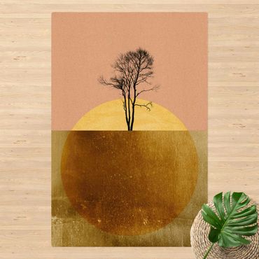 Tappetino di sughero - Sole dorato con albero - Formato verticale 2:3