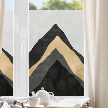 Decorazione per finestre - Montagna dorata in bianco e nero