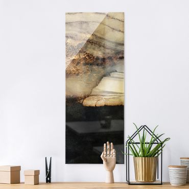 Quadro in vetro - Marmo d'oro pitturato - Formato verticale